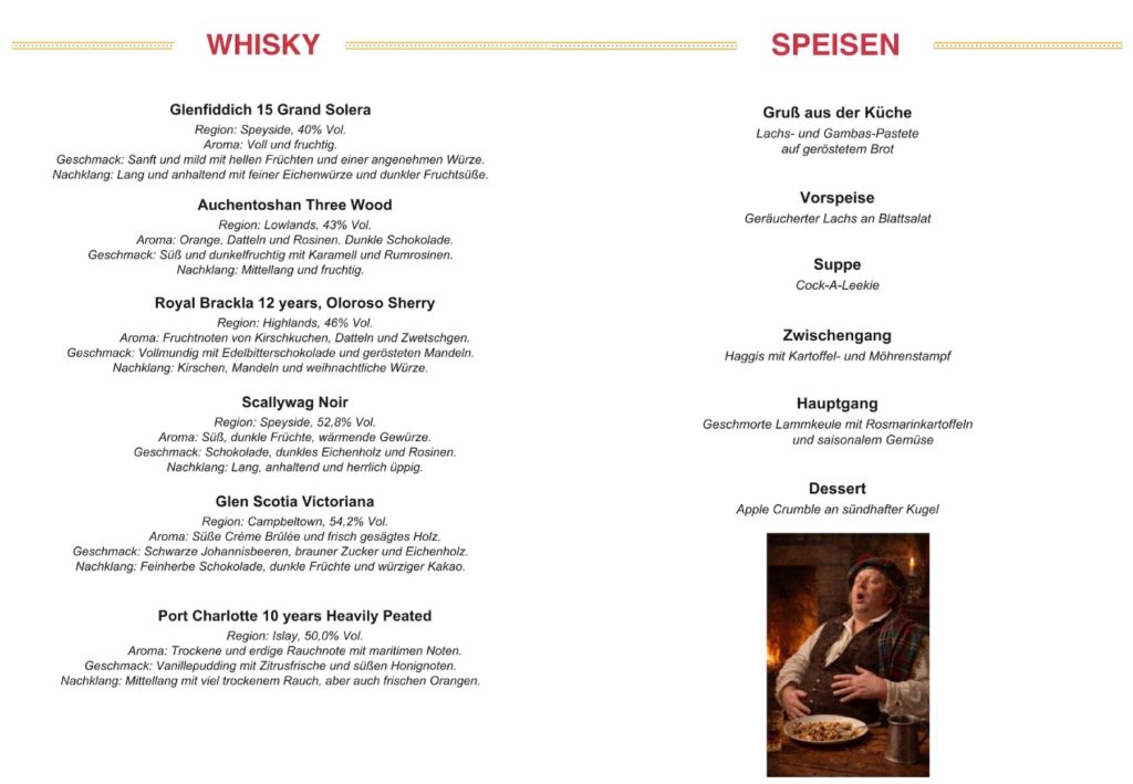 Hiltruper Burns Supper 2026 - Whiskys und Menü